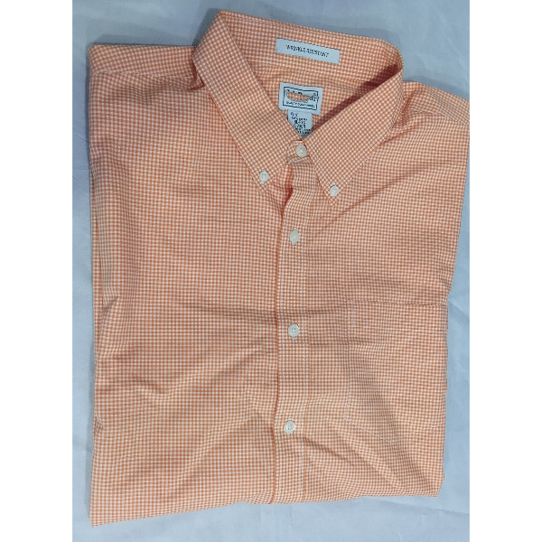 Wrinkle Resistant Short Sleeve Orange and White Shirt