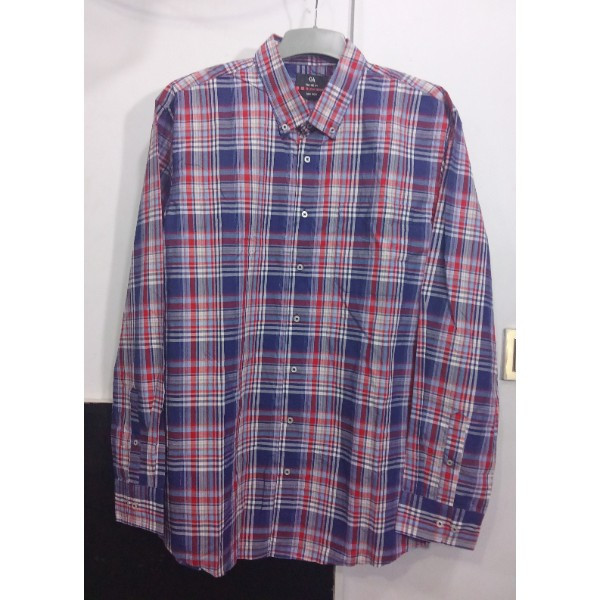 Large Blue Pink Plaid Button Up for Men