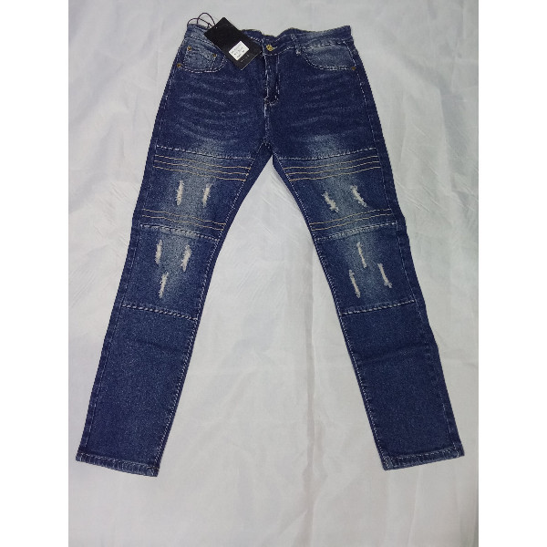 Mens Blue Jeans Punk Denim