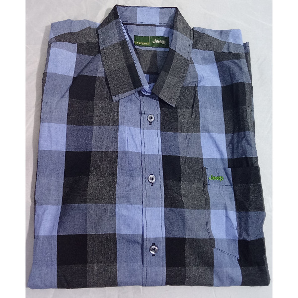 Majestic Mens Comfort Blue Fit Checked Cotton