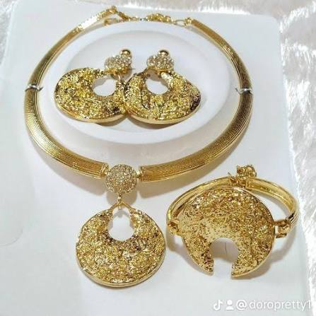 Golden Jewelry,Both Earrings And Necklace