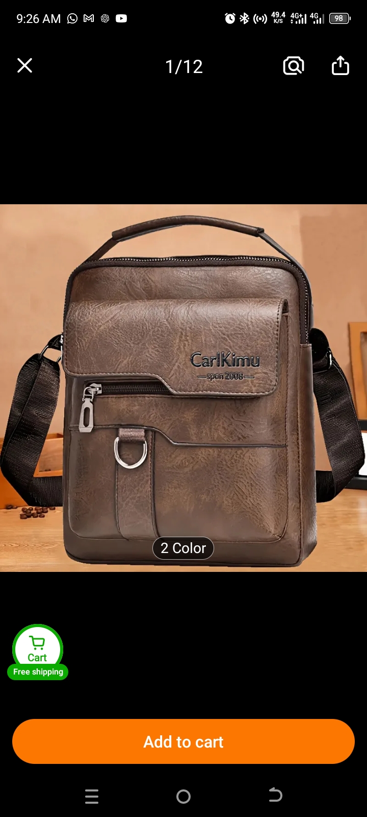 Leather One Hand Bag